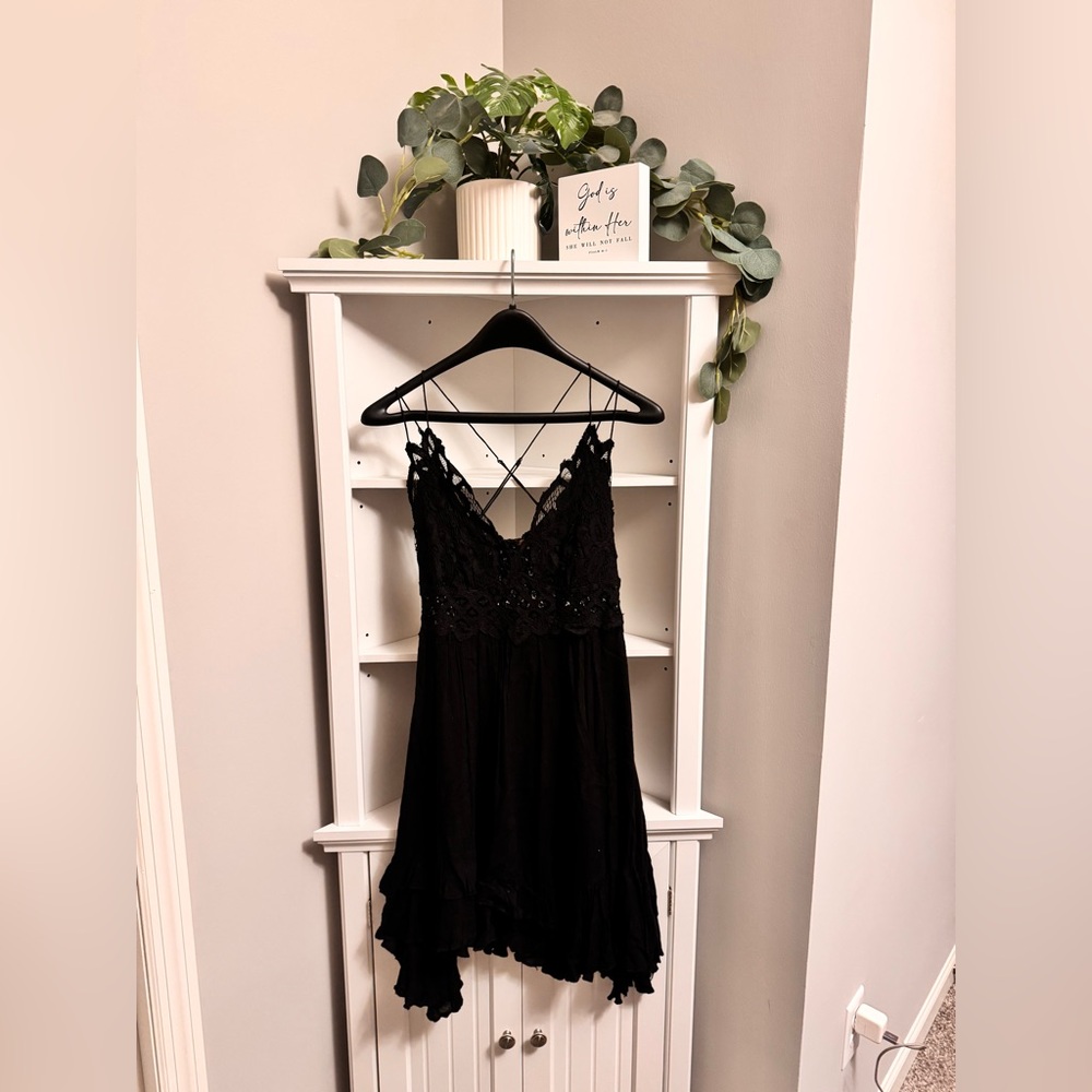 Free People Black Lace Midi Dress